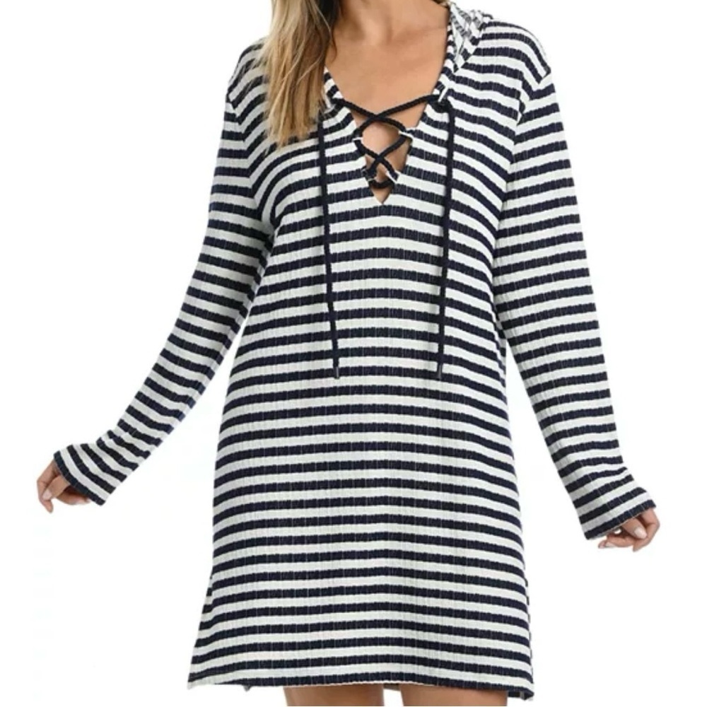 La Blanca Static Stripe Hooded Swim Cover Up